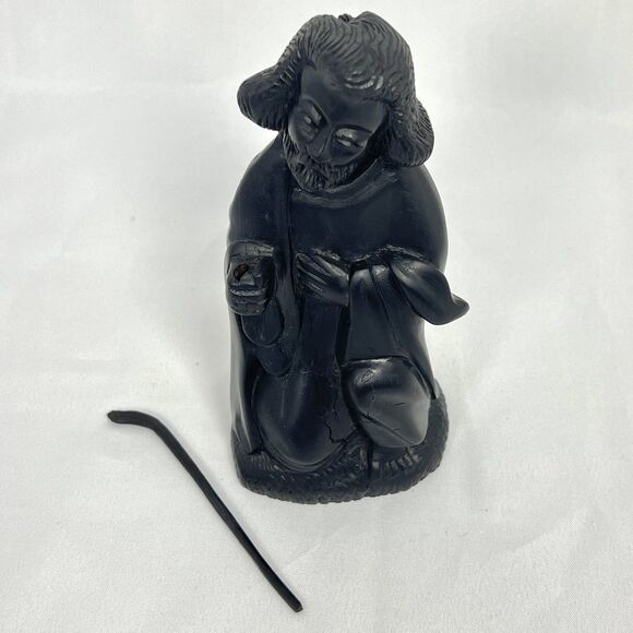 Vintage Hand Carved Ebonized Wood Kneeling ST JOSEPH / SAINT Statue 6.5" Figure - Picture 9 of 12